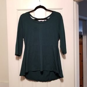 Isaac Mizrahi Live Stretch 3/4 Sleeve Peplum Top